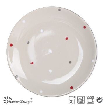 Stoneware 10.5" Colorful Dots Design Ceramic Plate